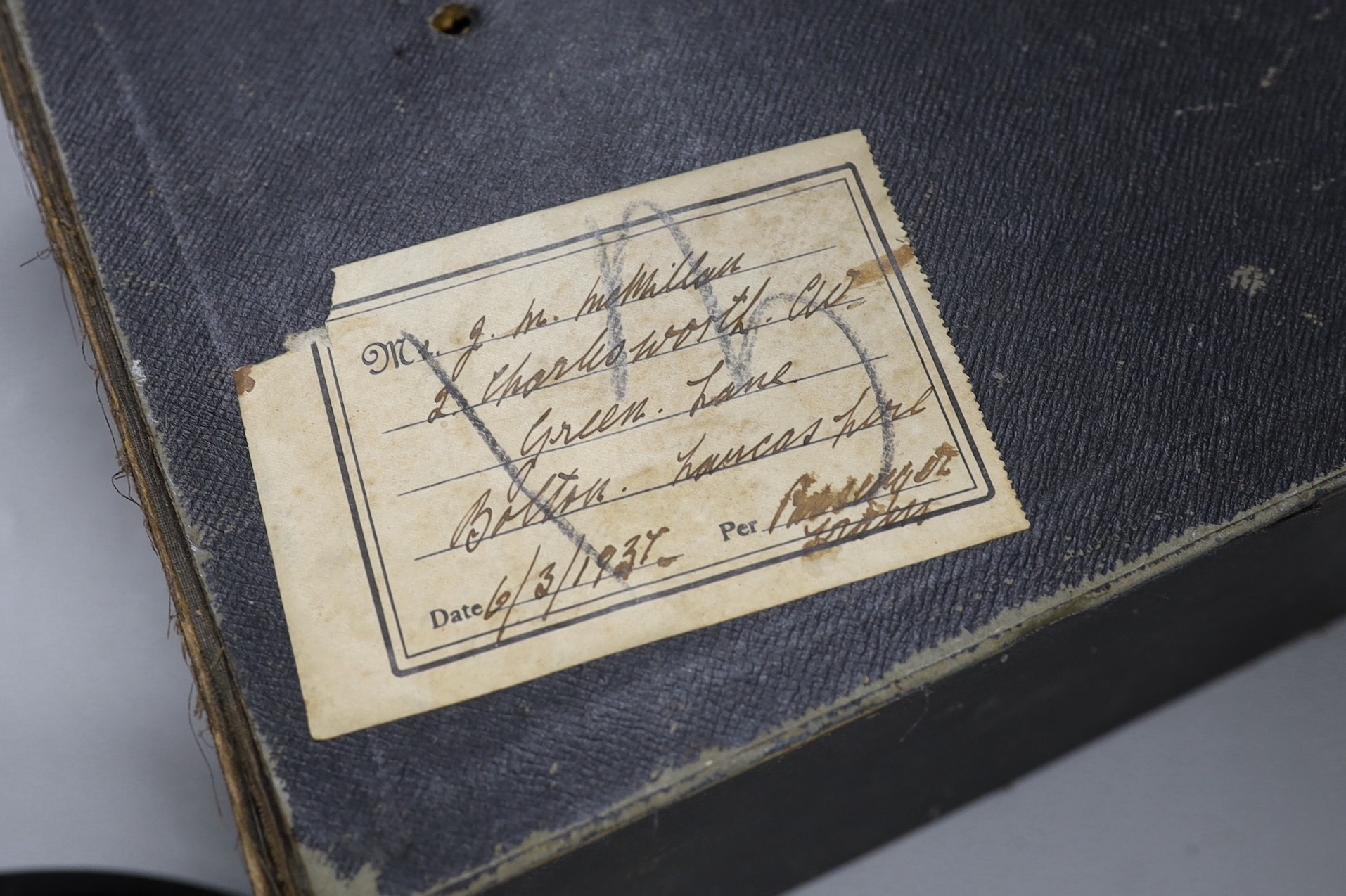 A boxed gentleman's black top hat, by Royal appointment: Woodrow, 45 Gordon St. Glasgow